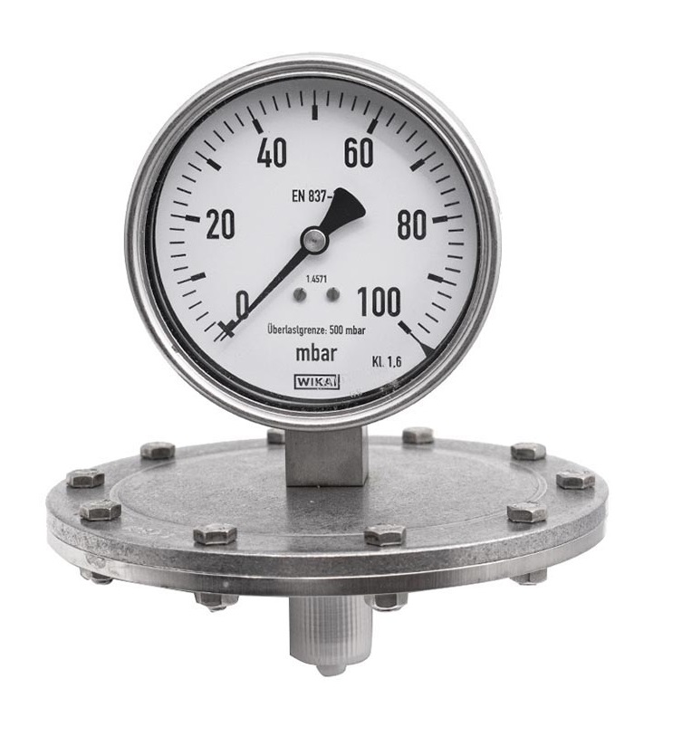 WIKA 100 mbar diaphragm pressure gauge