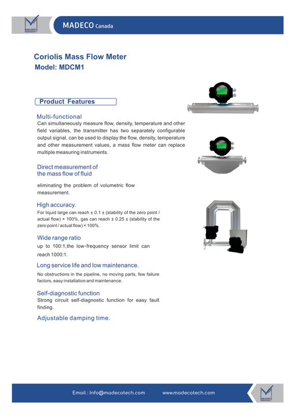 کوریولیس مس فلومتر مدکو کانادا MDCM1 (سایز DN03)