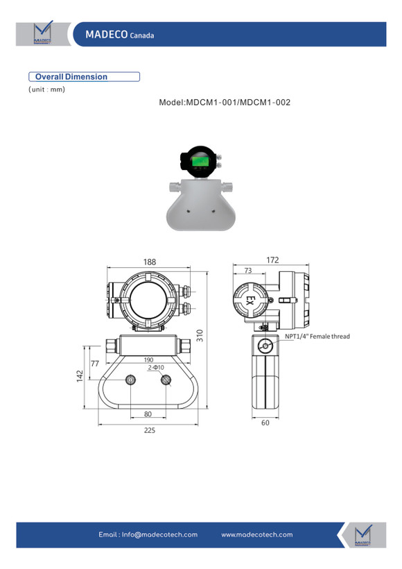 کوریولیس مس فلومتر مدکو کانادا MDCM1 (سایز DN32)