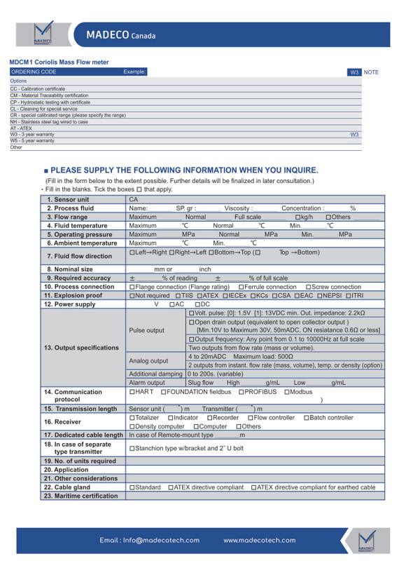 کوریولیس مس فلومتر مدکو کانادا MDCM1 (سایز DN32)