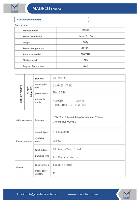 لول ترانسمیتر راداری هوشمند مدکو کانادا MDRA6 با بدنه آلومینیومی (رنج 20 متر)